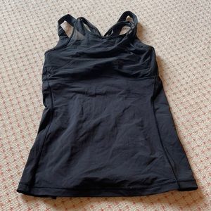 Black LuLu lemon mesh top with built in bra